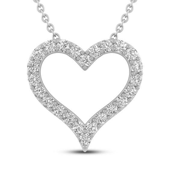 14k White Gold Diamond Heart Necklace 001-165-01205