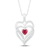 Thumbnail Image 1 of Lab-Created Ruby & Diamond Heart Necklace Sterling Silver 18&quot;