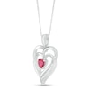 Thumbnail Image 2 of Lab-Created Ruby & Diamond Heart Necklace Sterling Silver 18&quot;