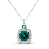 Thumbnail Image 0 of Lab-Created Emerald & White Lab-Created Sapphire Necklace Sterling Silver 18"