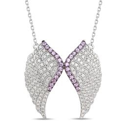 Le Vian Pink Sapphire & Diamond Angel Wings Necklace 1 ct tw 14K Vanilla Gold 18&quot;