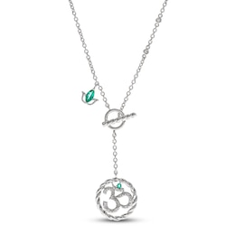 Emerald Om Necklace 1/10 ct tw Diamonds Sterling Silver 18&quot;