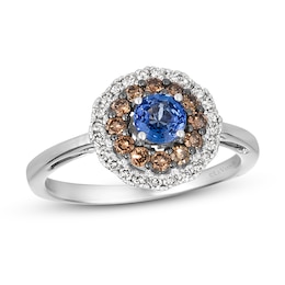 Le Vian Diamond & Blue Sapphire Ring 3/8 ct tw 14K Vanilla Gold