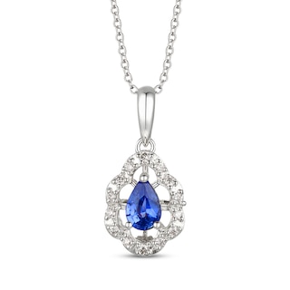 Le Vian Diamond & Sapphire Necklace 1/6 ct tw 14K Vanilla Gold 18