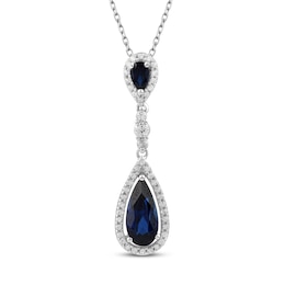 Blue & White Lab-Created Sapphire Necklace Sterling Silver 18&quot;