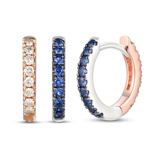 Le Vian Diamond & Blue Sapphire Reversible Hoop Earrings 1/5 ct tw 14K ...