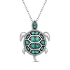 Thumbnail Image 1 of Lab-Created Emerald Turtle Necklace Sterling Silver 18&quot;