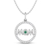 Thumbnail Image 0 of Lab-Created Emerald & White Lab-Created Sapphire Mom Necklace Sterling Silver 18"