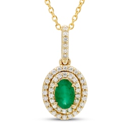 Emerald Necklace 1/5 ct tw Diamonds 10K Yellow Gold 18&quot;