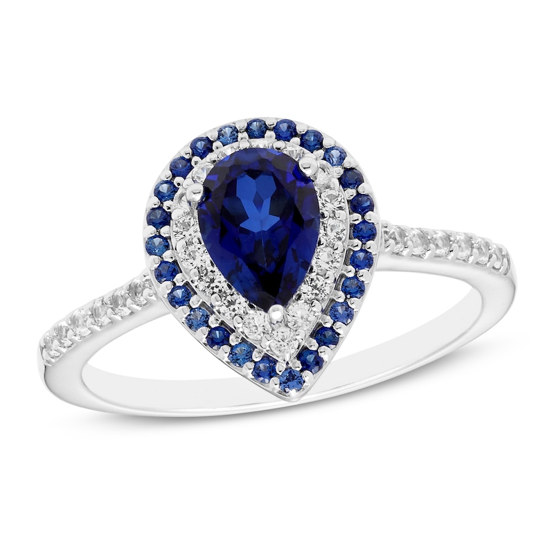 Blue & White Lab-Created Sapphire Ring Sterling Silver | Kay