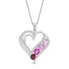 Thumbnail Image 0 of Vibrant Shades Lab-Created Ruby, Pink & White Lab-Created Sapphire Heart Necklace Sterling Silver 18"