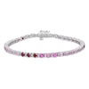 Thumbnail Image 0 of Vibrant Shades Lab-Created Ruby, Pink & White Lab-Created Sapphire Shades Bracelet Sterling Silver 7.25"