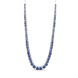 Blue Lab-Created Sapphire Necklace Sterling Silver 17&quot;