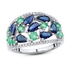 Thumbnail Image 0 of Blue Sapphire & Emerald Ring 1/8 ct tw Diamonds 10K White Gold