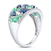 Thumbnail Image 1 of Blue Sapphire & Emerald Ring 1/8 ct tw Diamonds 10K White Gold