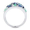 Thumbnail Image 2 of Blue Sapphire & Emerald Ring 1/8 ct tw Diamonds 10K White Gold