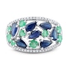 Thumbnail Image 3 of Blue Sapphire & Emerald Ring 1/8 ct tw Diamonds 10K White Gold