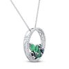 Thumbnail Image 1 of Blue Sapphire & Emerald Circle Necklace 1/6 ct tw Diamonds Round-Cut 10K White Gold 18"