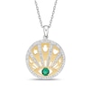 Thumbnail Image 1 of Lab-Created Emerald & White Lab-Created Sapphire Evil Eye Necklace Sterling Silver/10K Yellow Gold 18&quot;