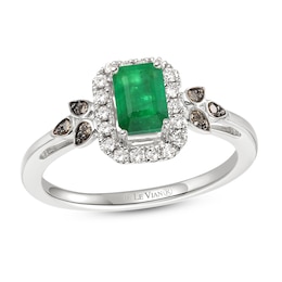 Le Vian Emerald Ring 1/6 ct tw Diamonds 14K Vanilla Gold