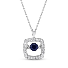 Unstoppable Love Blue Sapphire Necklace 1/4 ct tw Diamonds 10K White Gold 19&quot;