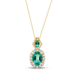 Emerald Necklace 1/8 ct tw Diamonds 10K Yellow Gold 18&quot;