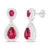 Thumbnail Image 0 of Lab-Created Ruby & White Lab-Created Sapphire Dangle Earrings Sterling Silver