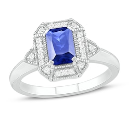 Blue/White Lab-Created Sapphire Ring Sterling Silver