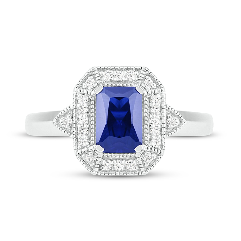 Main Image 2 of Blue/White Lab-Created Sapphire Ring Sterling Silver