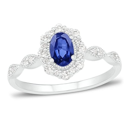 Blue/White Lab-Created Sapphire Ring Sterling Silver