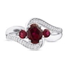 Thumbnail Image 3 of Three-Stone Lab-Created Ruby & White Lab-Created Sapphire Ring Sterling Silver