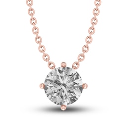 White Lab-Created Sapphire Solitaire Necklace 10K Rose Gold 18&quot;