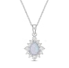 Thumbnail Image 1 of Lab-Created Opal & White Lab-Created Sapphire Necklace Sterling Silver 18&quot;