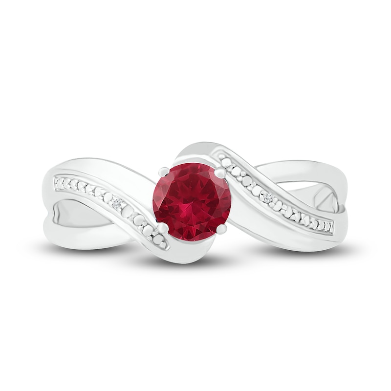 Main Image 2 of Lab-Created Ruby & White Lab-Created Sapphire Ring Sterling Silver