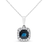 Thumbnail Image 1 of Blue Sapphire & Diamond Necklace 1/8 ct tw Cushion/Round-Cut 10K White Gold 18&quot;