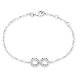 Infinity Bracelet White Lab-Created Sapphire Sterling Silver 7.5&quot;