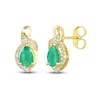 Thumbnail Image 1 of Emerald Earrings 1/6 ct tw Diamonds 10K Yellow Gold