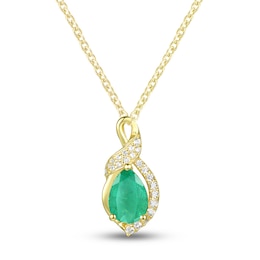 Emerald Necklace 1/10 ct tw Diamonds 10K Yellow Gold