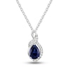 Thumbnail Image 1 of Blue Sapphire Necklace 1/10 ct tw Diamonds 10K White Gold