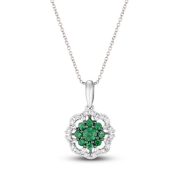 Le Vian Emerald & Diamond Necklace 1/8 ct tw Diamonds 14K Vanilla Gold 18&quot;