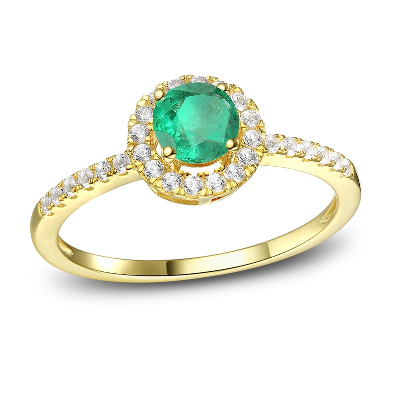 Emerald Ring 1/6 ct tw Diamonds 10K Yellow Gold | Kay