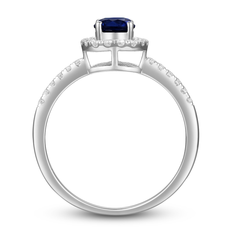 Blue Sapphire Ring 1/6 ct tw Diamonds 10K White Gold | Kay