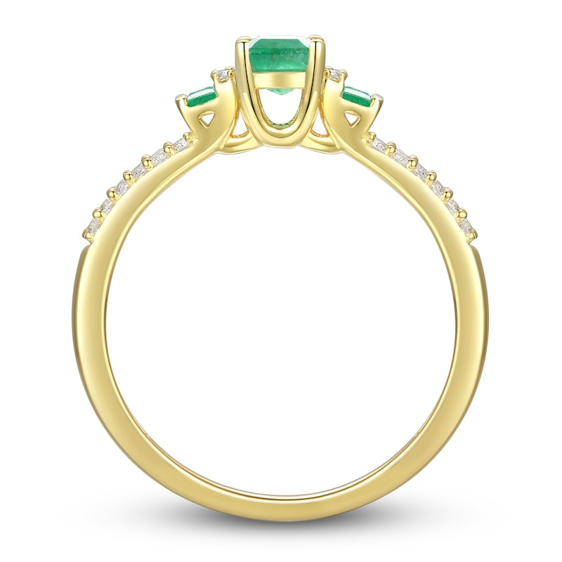 Main Image 3 of Emerald Ring 1/6 ct tw Diamonds 10K Yellow Gold