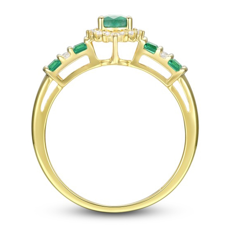 Emerald Ring 1/10 ct tw Diamonds 10K Yellow Gold