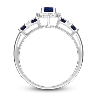 Blue Sapphire Ring 1/10 ct tw Diamonds 10K White Gold | Kay