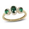 Thumbnail Image 1 of Three-Stone Emerald & Diamond Ring 1/8 ct tw Oval, Round-Cut 10K Yellow Gold