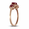 Thumbnail Image 1 of Three-Stone Ruby & Diamond Ring 1/8 ct tw Oval, Round-Cut 10K Rose Gold