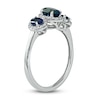 Thumbnail Image 2 of Three-Stone Blue Sapphire & Diamond Ring 1/8 ct tw Oval, Round-Cut 10K White Gold