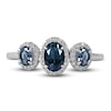 Thumbnail Image 3 of Three-Stone Blue Sapphire & Diamond Ring 1/8 ct tw Oval, Round-Cut 10K White Gold