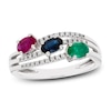 Thumbnail Image 1 of Ruby/Emerald/Sapphire/Diamond Ring 1/15 ct tw Oval/Round-Cut 10K White Gold